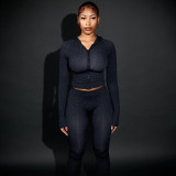 Leopard Print Hooded Sport Two Piece Pants Set DLSF-K25S82117