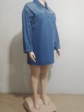 Lapel Loose Fashion Denim Mini Dress GAKF-A40301