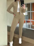 Solid Color Zipper Two Piece Pants Set GWSF-T189343150