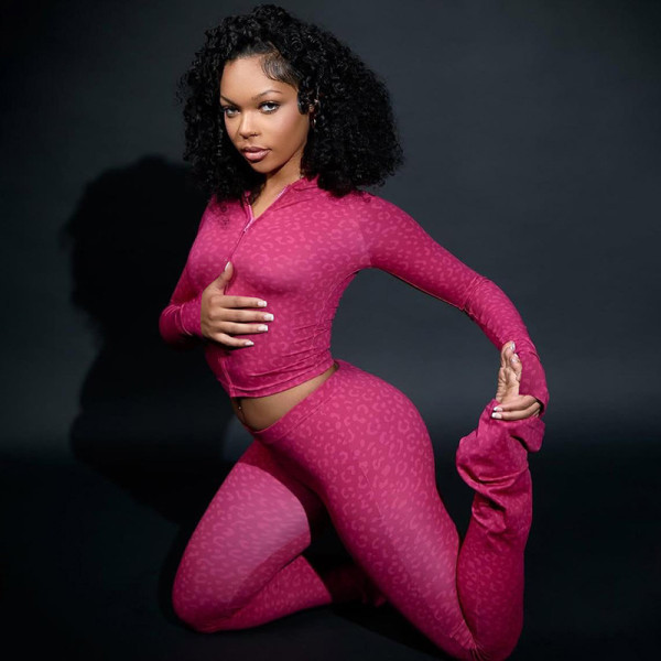 Leopard Print Hooded Sport Two Piece Pants Set DLSF-K25S82117