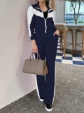 Contrast Color Sports Zipper Two Piece Pants Set GWSF-T814872942