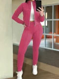 Solid Color Zipper Two Piece Pants Set GWSF-T189343150