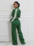 Stripe Patchwork Zipper Thickened Pants Suit BMF-TW562