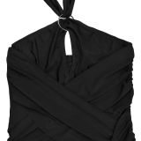 Solid Color Halterneck Tie Jumpsuit BY-7570
