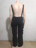 Plus Size Fashion Multi-pockets Denim Jumpsuit GAKF-A40304