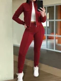 Solid Color Zipper Two Piece Pants Set GWSF-T189343150