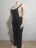 Plus Size Fashion Multi-pockets Denim Jumpsuit GAKF-A40304