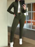 Solid Color Zipper Two Piece Pants Set GWSF-T189343150