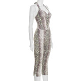 Snake Print Sleeveless Sling Jumpsuit GSZM-C25JP339