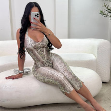 Snake Print Sleeveless Sling Jumpsuit GSZM-C25JP339