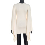 Solid Color Bat Long Sleeve Mini Dress GSZM-C25DS318