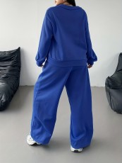 Plus Size Solid Color Zipper Loose Two Piece Pants Set GAWE-6722