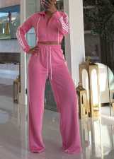 Hooded Zipper Sport Two Piece Pants Set YD-8841