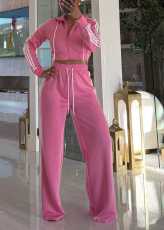 Hooded Zipper Sport Two Piece Pants Set YD-8841