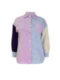 Plus Size Color Block Loose Shirt GAWE-6709