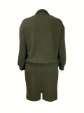 Plus Size Long Sleeve Knits Two Piece Skirt Set GAWE-6712