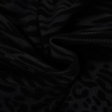 Tie Up Leopard Print Fuzzy Patchwork Two-Piece Skirt Set GPKJ-MR44062/44063