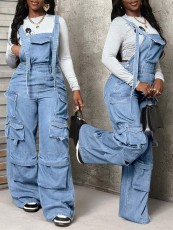 Fashion Denim Loose Overalls Jumpsuit LX-3585
