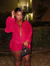 Deep V Neck Tie Up Mini Dress GXIY-K25L1311