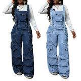 Fashion Denim Loose Overalls Jumpsuit LX-3585