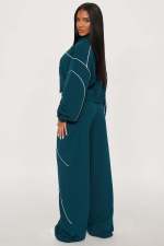 Color-blocked Stand-up Collar Two Piece Pants Set YD-8839