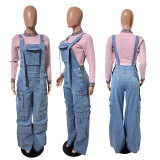 Fashion Denim Loose Overalls Jumpsuit LX-3585