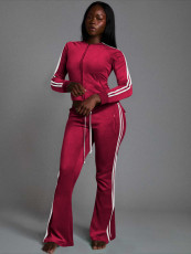 Casual Stripe Patchwork Two Piece Pants Set YD-8840