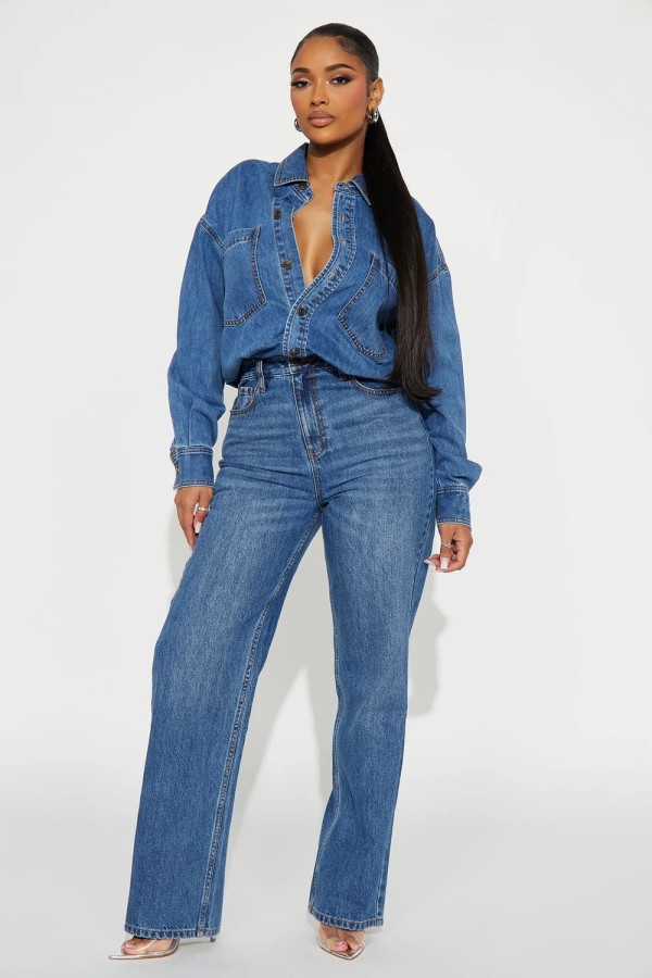 Fashion Washed Long Sleeve Denim Jumpsuit LX-3586