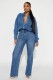 Fashion Washed Long Sleeve Denim Jumpsuit LX-3586