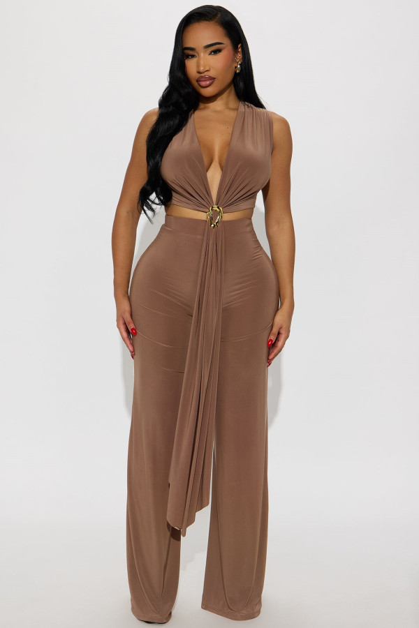 Sleevless Tie Up Tops Two Piece Pants Set GXIY-K25L1235