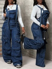 Fashion Denim Loose Overalls Jumpsuit LX-3585