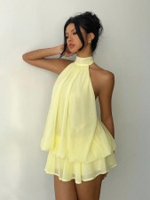 Sleeveless Halterneck Backless Mini Dress GXIY-K25L1356