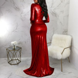 Sexy V Neck High Split Maxi Dress YF-X20081