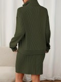 Plus Size Long Sleeve Knits Two Piece Skirt Set GAWE-6712