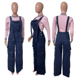 Fashion Denim Loose Overalls Jumpsuit LX-3585