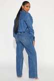 Fashion Washed Long Sleeve Denim Jumpsuit LX-3586