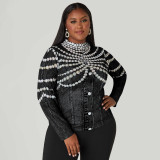 Plus Size Print Long Sleeve Tops NNWF-8141
