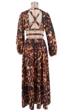 Leopard Print Backless Maxi Dress XHXF-471