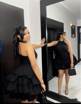 Sexy Tie Up Ruffles Cake Mini Dress GMYU-9552