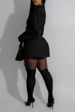 Tie Up Patchwork Long Sleeve Blazer AIL-337