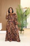 Leopard Print Backless Maxi Dress XHXF-471