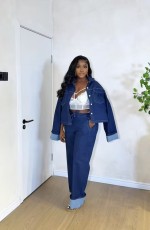 Fashion Denim Cardigan Two Piece Pants Set GMYU-6660