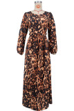 Leopard Print Backless Maxi Dress XHXF-471