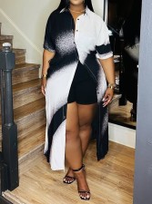 Contrast Color Print Shirt Dress MXDF-6175