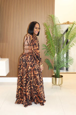 Leopard Print Backless Maxi Dress XHXF-471