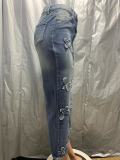Retro-Washed Tassel Cross Jeans  XCFF-3811