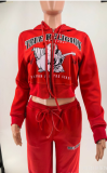 Letter Print Hooded Sweatshirt Pant Suit GMJL-HH007