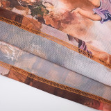 Hollow Out Print Mesh Jumpsuit MXBF-J25JP336