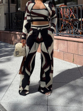 Printed Jacket+Vest+Wide-Leg Pants Set TE-4739