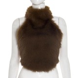 Furry Backless Sleeveless Crop Tops  MXBF-J25TP296